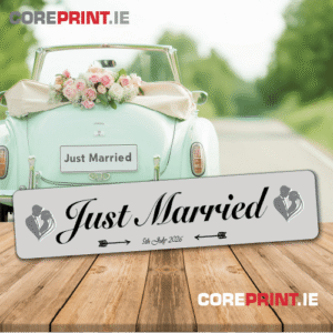 Just Married Wedding Number Plate from coreprint.ie